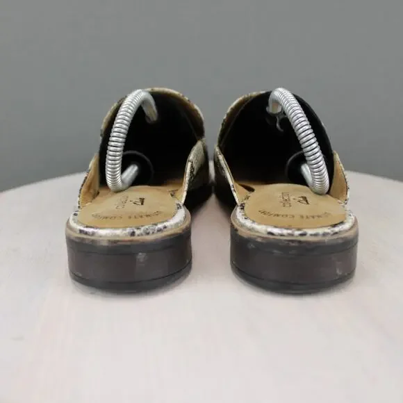 Clarks Slip On Mules Womens 8.5 Beige Leather Snake Print - Picture 6 of 9